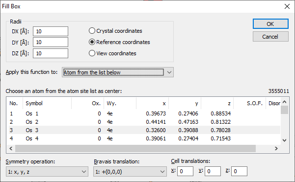 Fill Box dialog