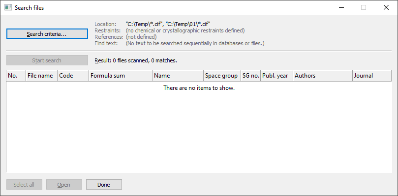 File Search dialog
