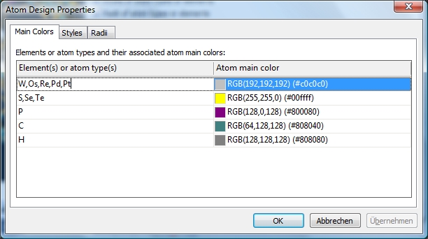 Atom main color dialog with adding elements to W
